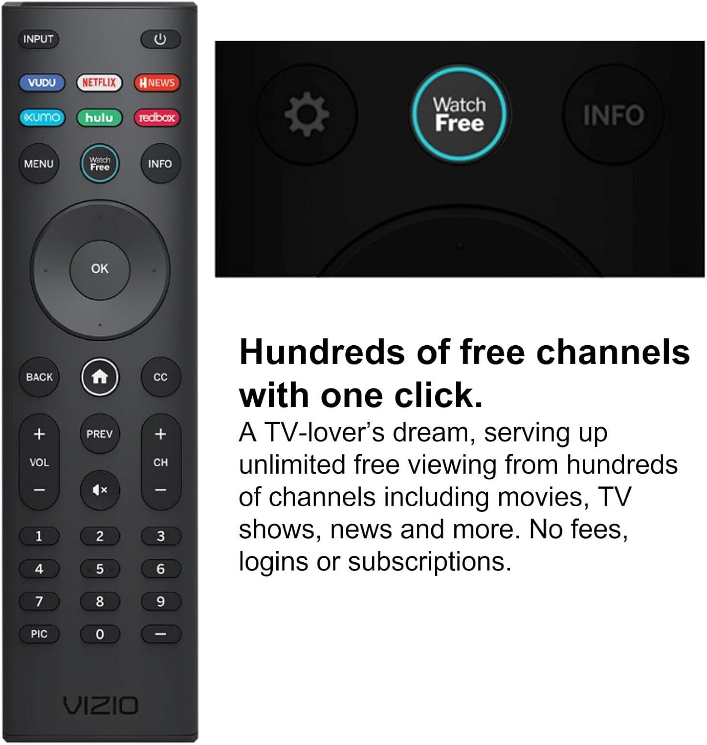 VIZIO SmartCast Universal Remote Control - Smart Remote Replacement for All VIZIO TVs - Requires 2 AAA Batteries-3