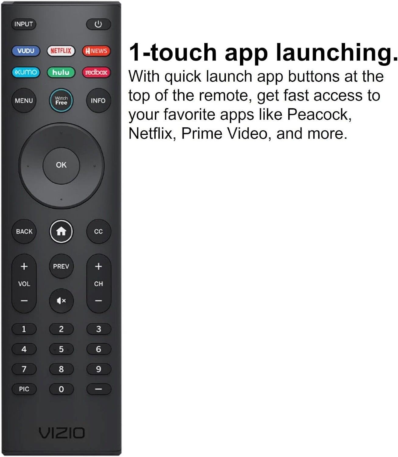 VIZIO SmartCast Universal Remote Control - Smart Remote Replacement for All VIZIO TVs - Requires 2 AAA Batteries-6