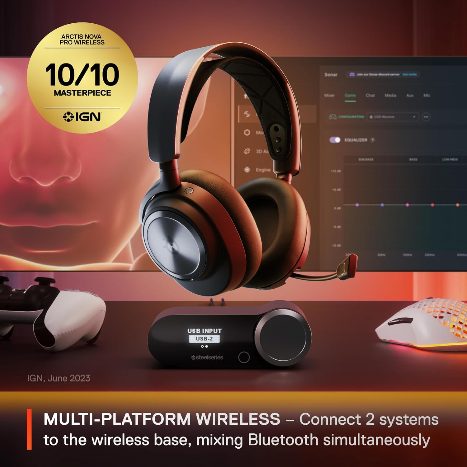 SteelSeries Arctis Nova Pro Wireless Multi-System Gaming Headset - Premium Hi-Fi Drivers - Active Noise Cancellation - Infinity Power System - Stealth Retractable Mic - PC, PS5/PS4, Switch, Mobile-1