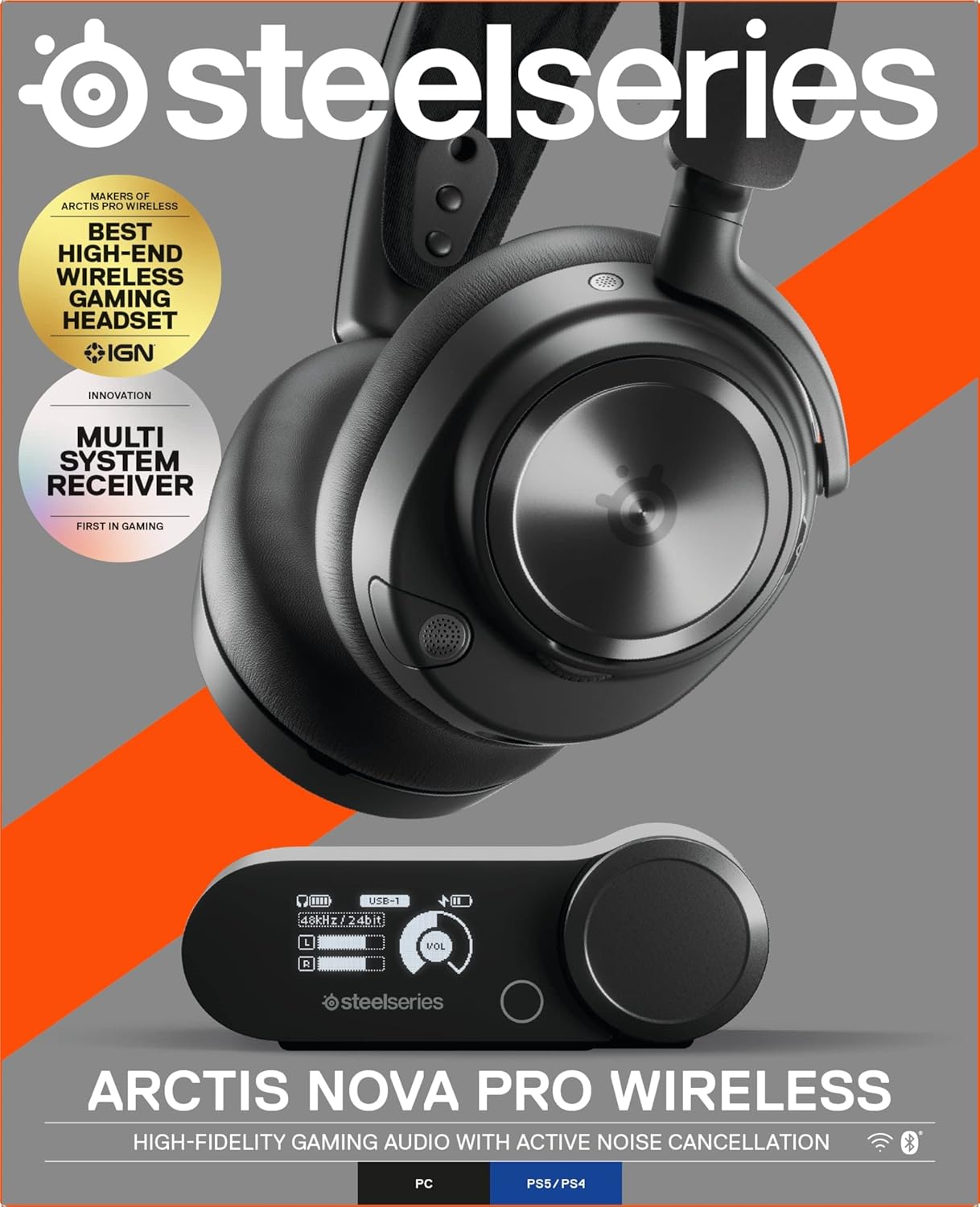 SteelSeries Arctis Nova Pro Wireless Multi-System Gaming Headset - Premium Hi-Fi Drivers - Active Noise Cancellation - Infinity Power System - Stealth Retractable Mic - PC, PS5/PS4, Switch, Mobile-12