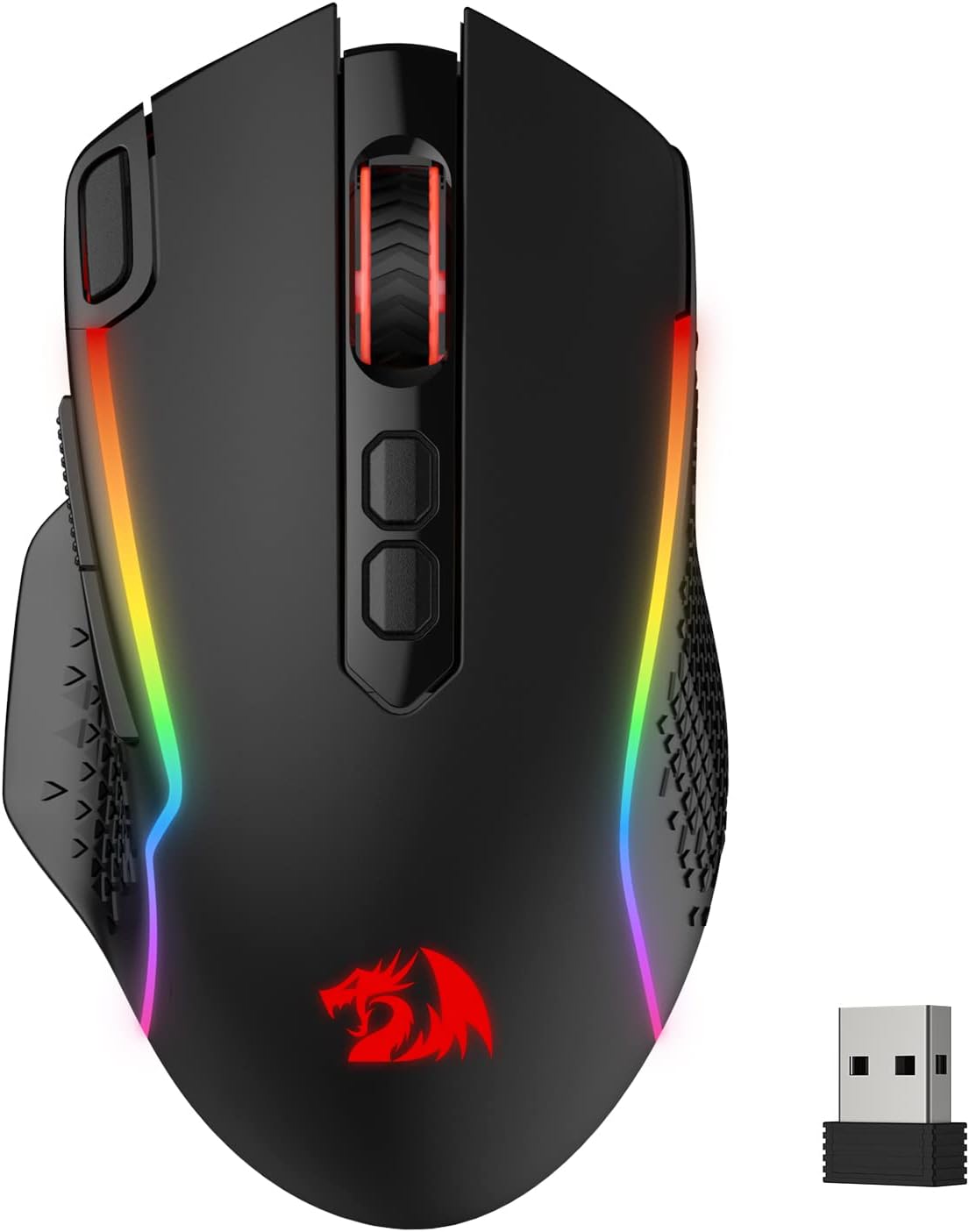 Redragon M810 Pro Wireless Gaming Mouse, 10000 DPI Wired/Wireless Gamer Mouse w/Rapid Fire Key, 8 Macro Buttons, 45-Hour Reliable Power Capacity and RGB Backlit for PC/Mac/Laptop-0