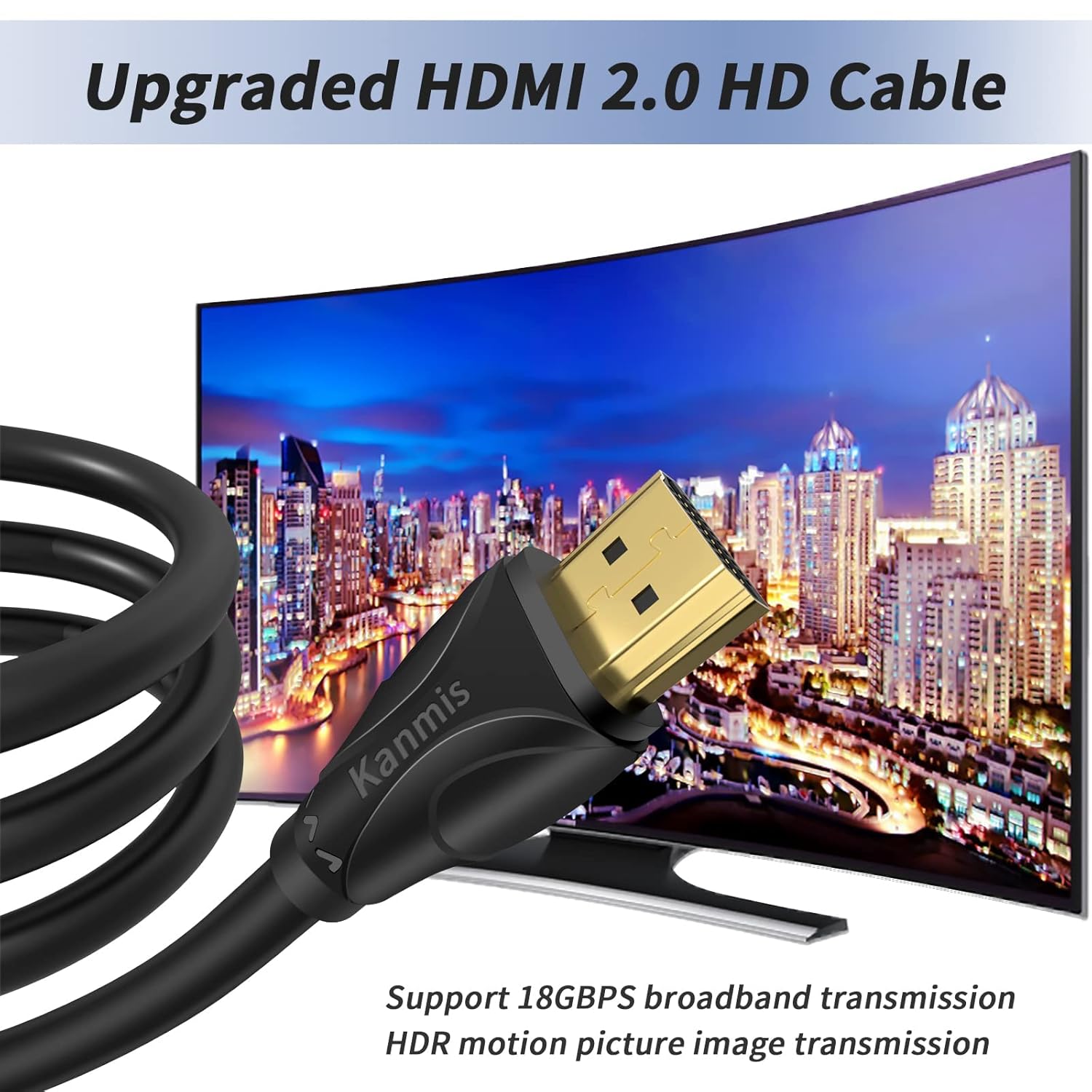 4K HDMI Cable 50ft, High Speed Hdmi 2.0 Cables &4K@60Hz 2K 1080P, Ultra High Speed Gold Plated Connectors hdmi Cord, Compatible with PlayStation Arc PS3 PS4 PC HDTV-2