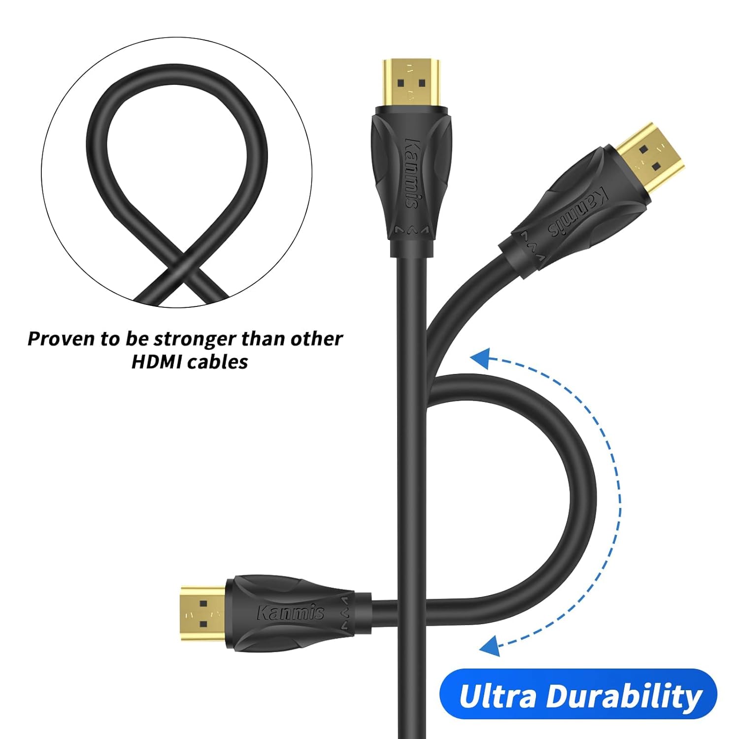 4K HDMI Cable 50ft, High Speed Hdmi 2.0 Cables &4K@60Hz 2K 1080P, Ultra High Speed Gold Plated Connectors hdmi Cord, Compatible with PlayStation Arc PS3 PS4 PC HDTV-5