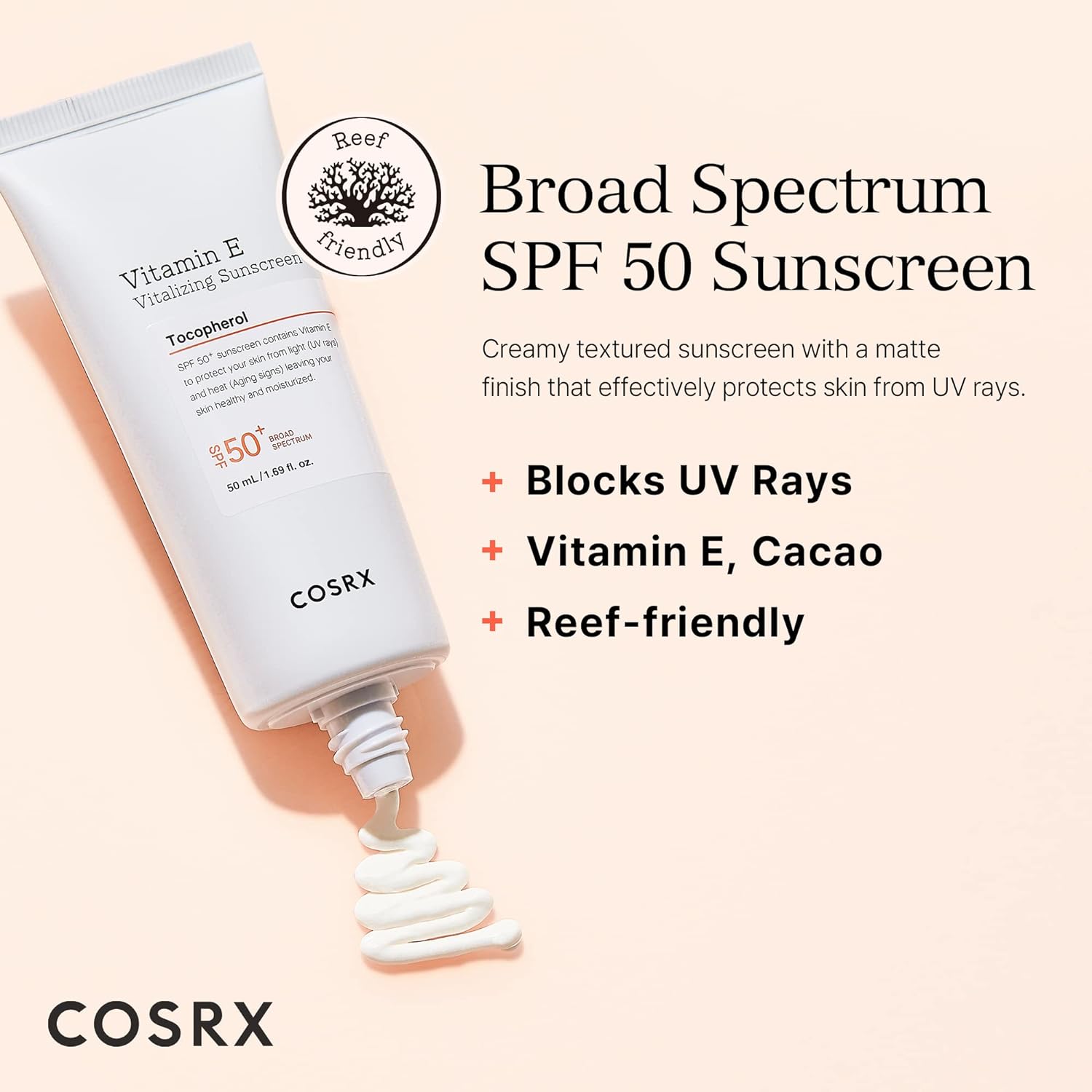 COSRX Daily SPF 50 Vitamin E Vitalizing Sunscreen, UVA/UVB Protection, Lightweight, No White Cast, Semi Matte Finish, Sebum Balancing, Korean Skincare-2