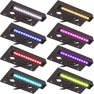 (8 Pack) 4W RGBCW LED Hardscape Lighting, 7 Inch AC/DC 12V Low Voltage Reatining Wall Lights, IP65 Waterptoof Outdoor Paver Landscape Lighting, Color Changing, UL Listed Cord for Step Deck