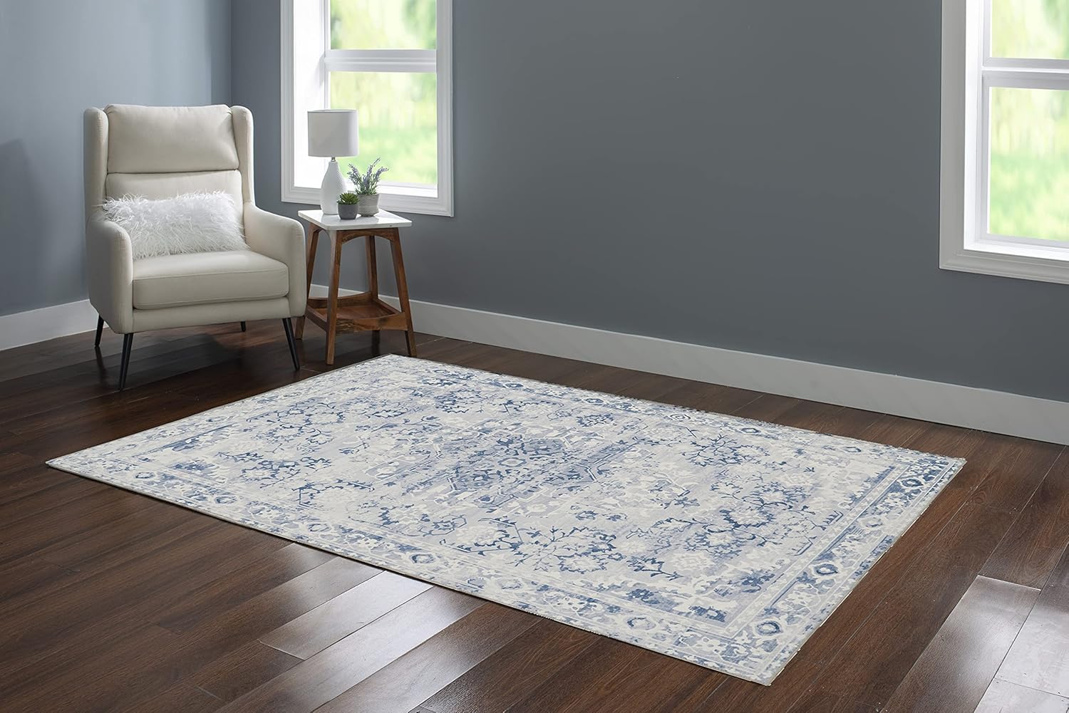 Linon Home Decor Products The Anywhere Washable Rug Klinch Grey & Ivory 5' X 7' Area Rug-4