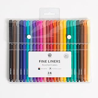 U Brands Fine Liner Felt Tip Pens, Assorted Colored Ink, 0.5mm, 24 Count