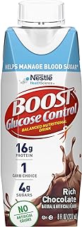 Boost Nutritional Drinks Glucose Control with Extra Nutrient Support Drink, Rich Chocolate, 8 Fl Oz, Pack of 24 Packaging may vary