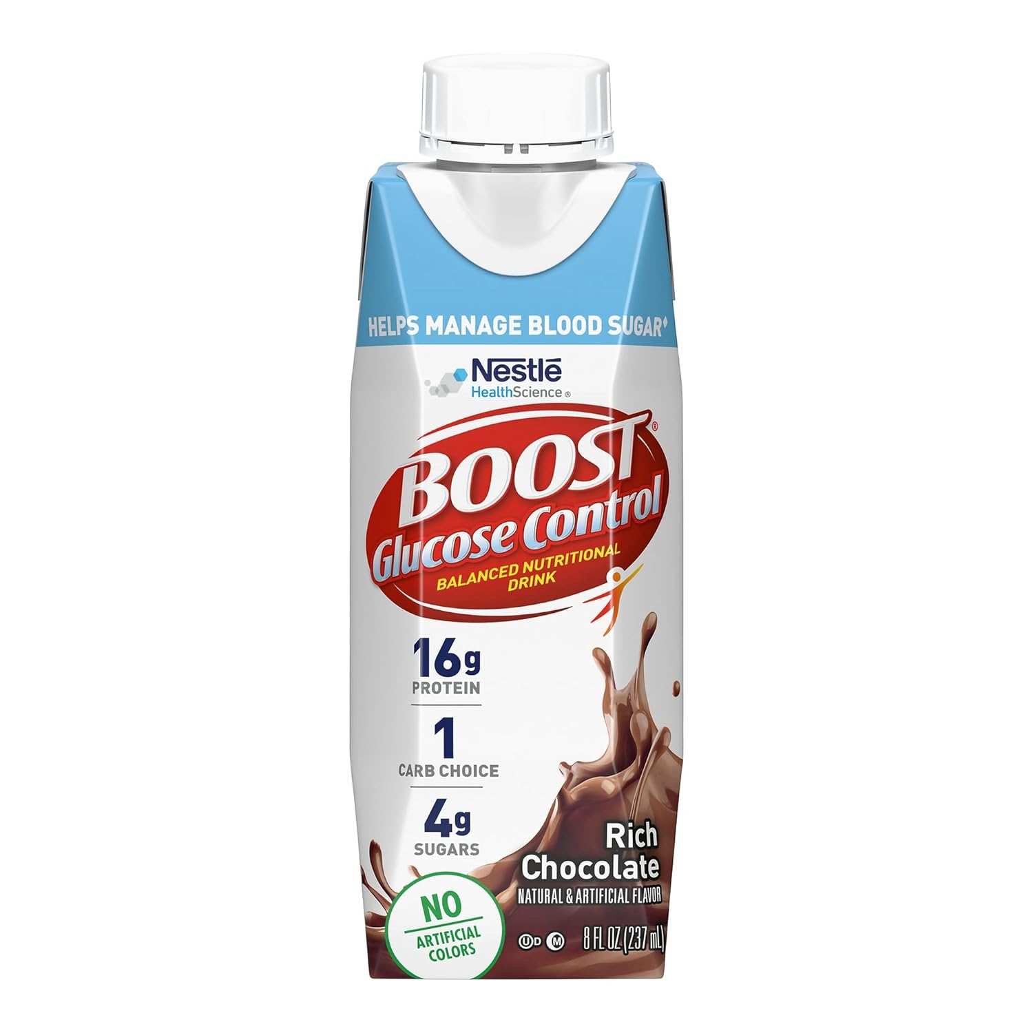 Boost Nutritional Drinks Glucose Control with Extra Nutrient Support Drink, Rich Chocolate, 8 Fl Oz, Pack of 24 Packaging may vary-0