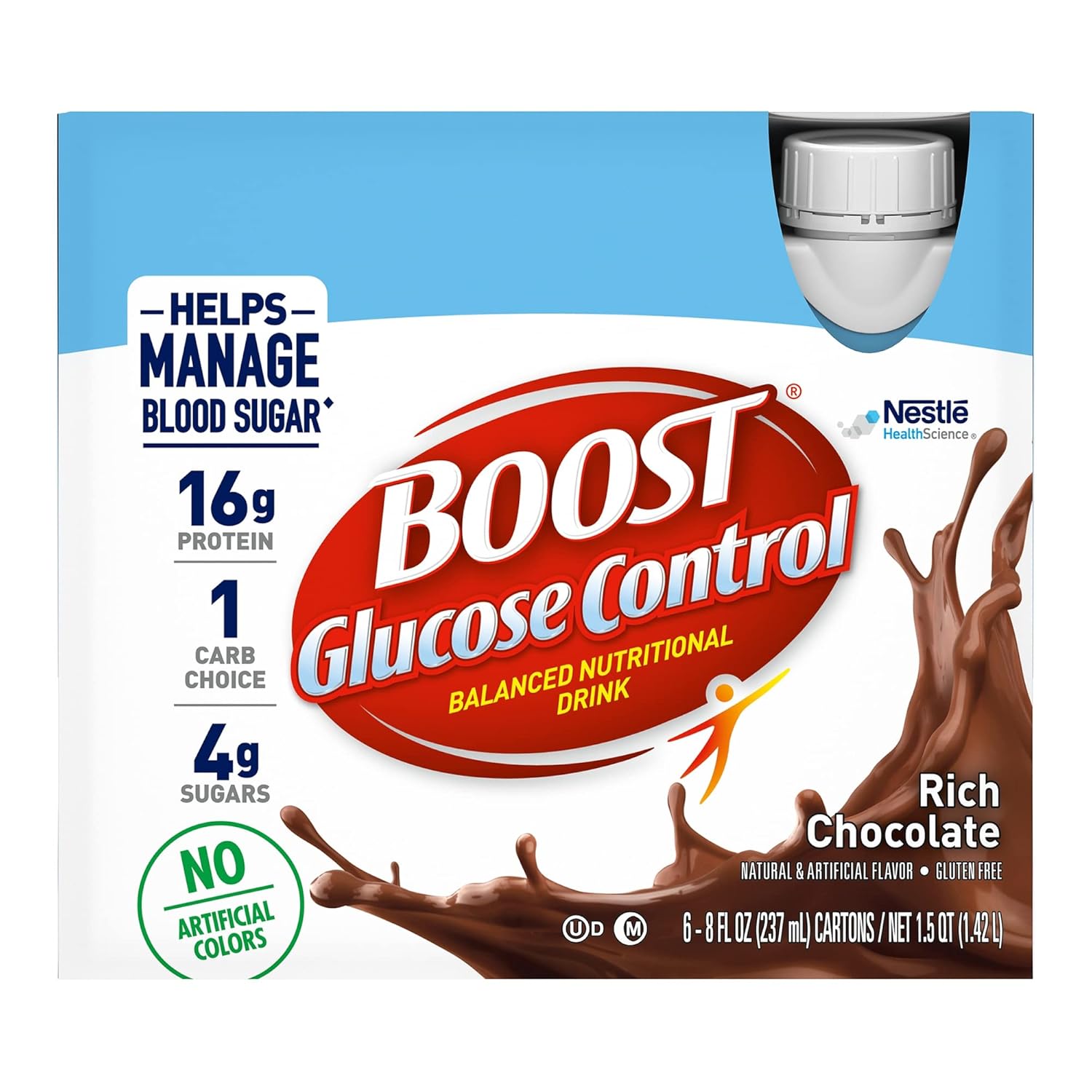 Boost Nutritional Drinks Glucose Control with Extra Nutrient Support Drink, Rich Chocolate, 8 Fl Oz, Pack of 24 Packaging may vary-8