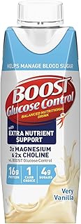 BOOST Nutritional Drinks Glucose Control with Extra Nutrient Support Drink, Very Vanilla, Carton, 8 Fl Oz, Pack of 24