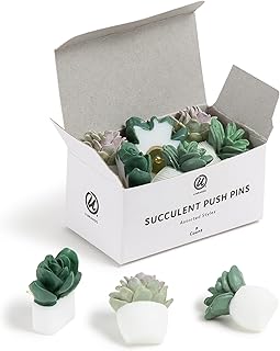 U Brands Succulent Push Pins Set, Office Supplies, Three Assorted Styles, 9 Count