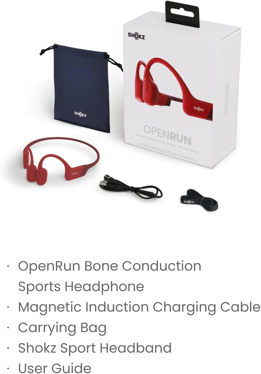 SHOKZ OpenRun (AfterShokz Aeropex) - Open-Ear Bluetooth Bone Conduction Sport Headphones - Sweat Resistant Wireless Earphones for Workouts and Running - Built-in Mic, with Headband-7