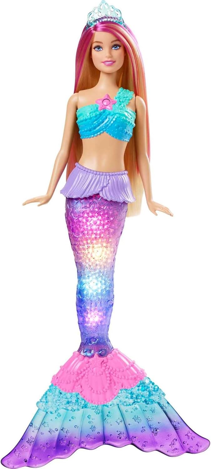 Barbie Dreamtopia Doll, Mermaid Toy with Water-Activated Light-Up Tail, Pink-Streaked Hair & 4 Colorful Light Shows-0