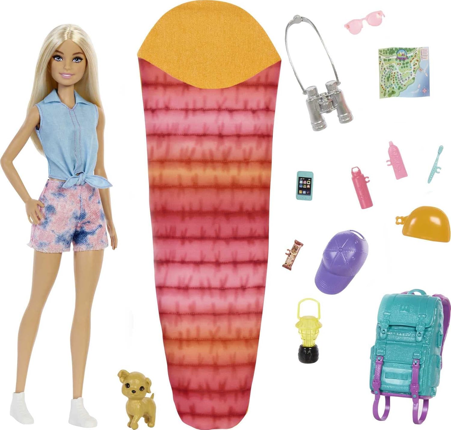 Barbie Doll & Accessories, It Takes Two Malibu Camping Playset with Doll, Pet Puppy & 10+ Accessories Including Sleeping Bag-0