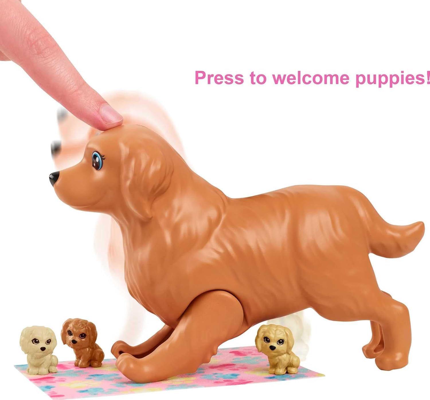 Barbie Doll & Pets, Blonde Doll with Mommy Dog, 3 Newborn Puppies with Color-Change Feature & Pet Accessories-2