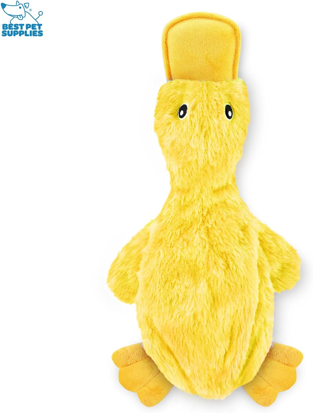 Best Pet Supplies Crinkle Dog Toy for Small, Medium, and Large Breeds, Cute No Stuffing Duck with Soft Squeaker, Fun for Indoor Puppies and Senior Pups, Plush No Mess Chew and Play - Yellow-1