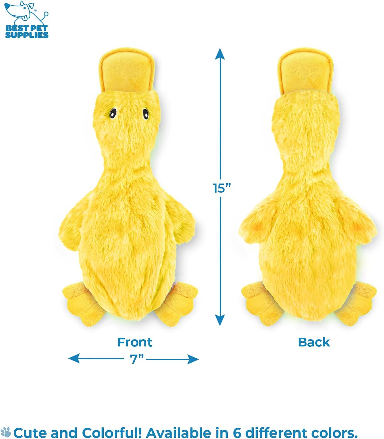 Best Pet Supplies Crinkle Dog Toy for Small, Medium, and Large Breeds, Cute No Stuffing Duck with Soft Squeaker, Fun for Indoor Puppies and Senior Pups, Plush No Mess Chew and Play - Yellow-3