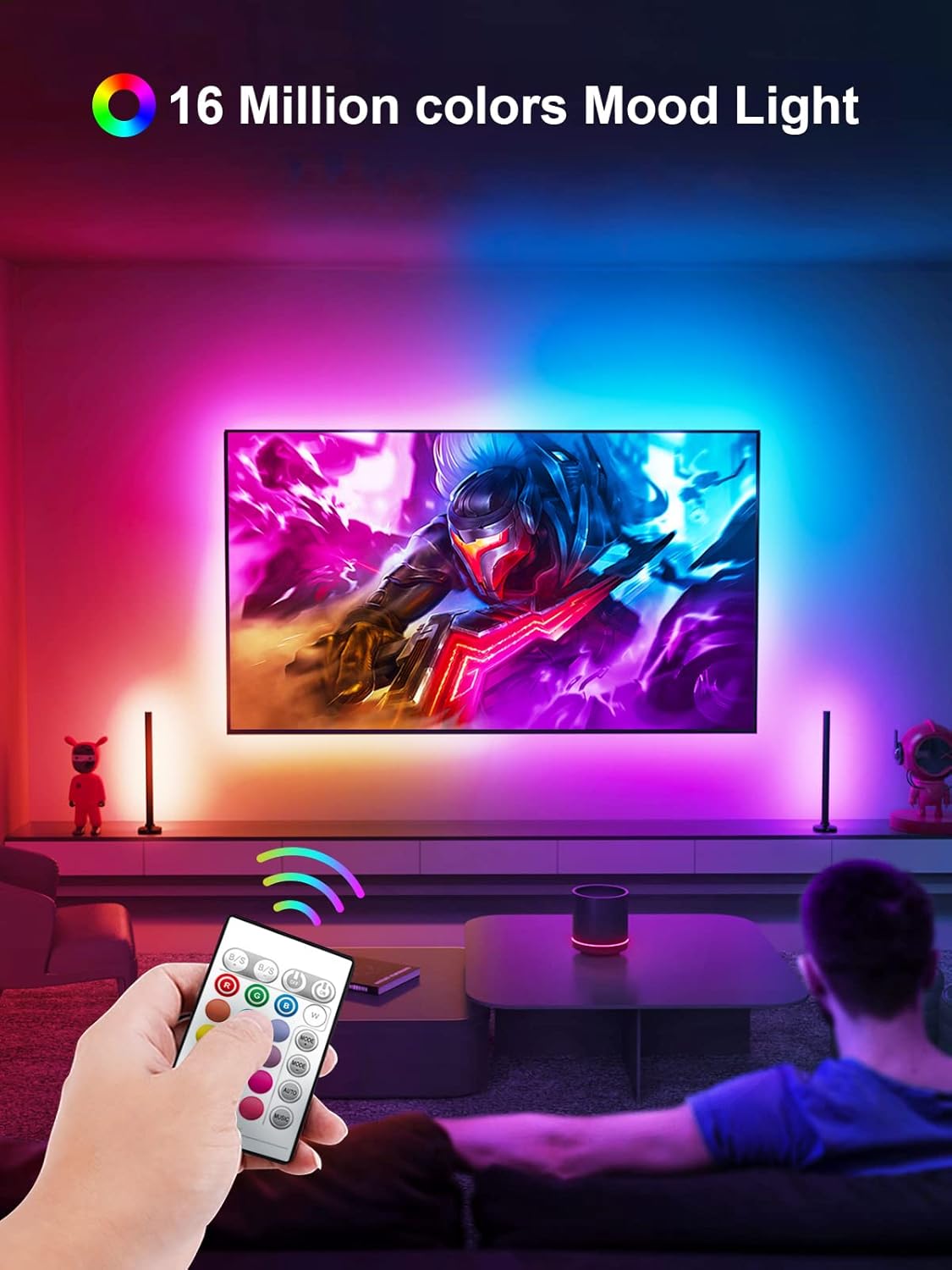 LED Lights for TV, 16.4ft TV LED Lights for 45-75 Inch, RGB TV Lights Backlight Behind, Music Sync Bluetooth APP and Remote Control TV LED Strip Lights USB Powered for Bedroom/Gaming-1