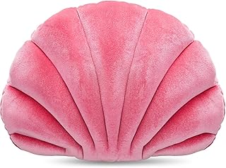 Marsui Pink Sea Princess Seashell Decorative Pillow, Preppy Room Decor Christmas Party Gift Soft Seashell Chair Cushion Cute Clam Throw Pillow for Sofa Bed Living Room(PP,13.4 x 9.8 in)