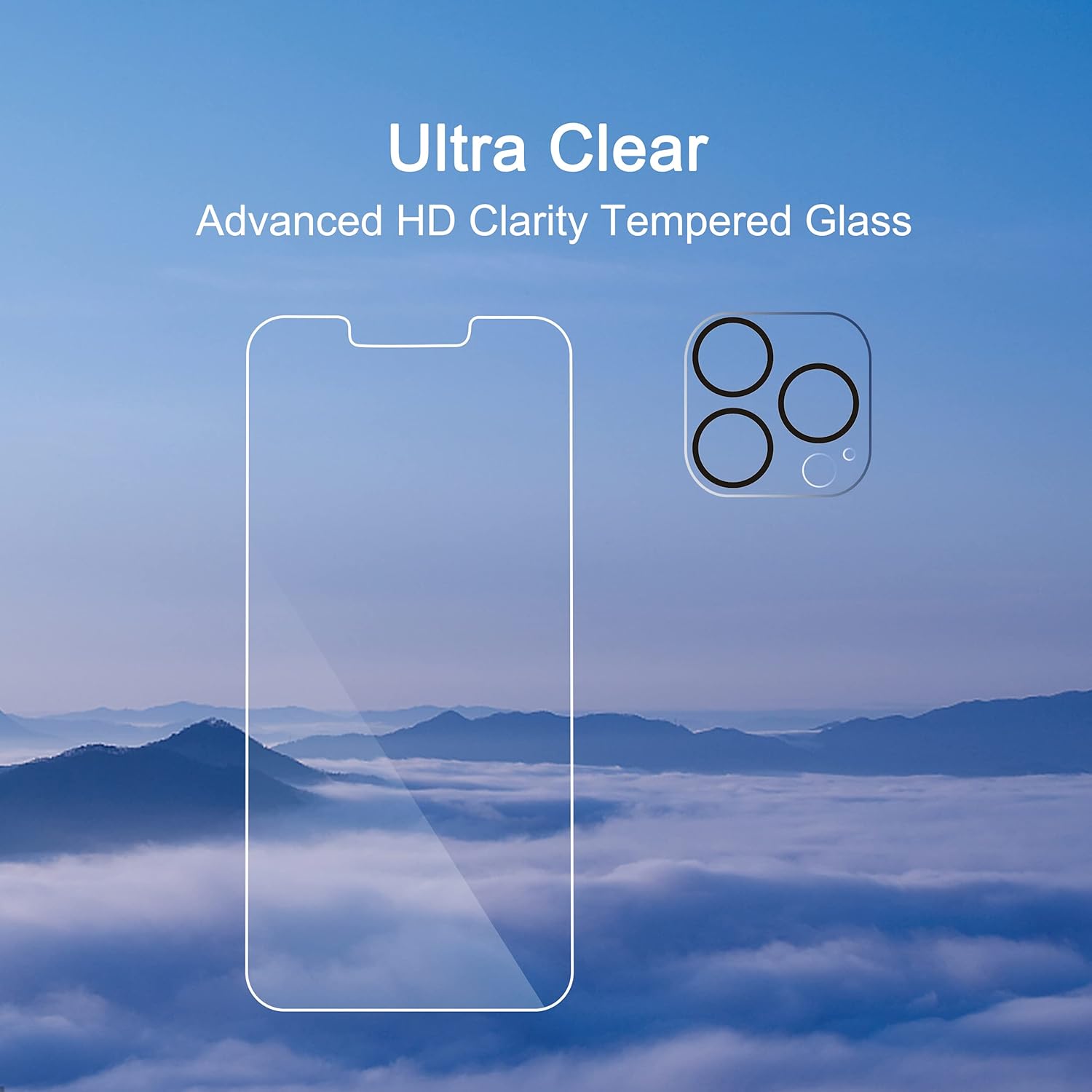 Ailun 2Pack Screen Protector for iPhone 13 Pro [6.1 inch] Display 2021 + 2 Pack Camera Lens Protector, Tempered Glass Film,[9H Hardness] - HD [Not for iPhone 13 Pro Max][4 Pack]-3