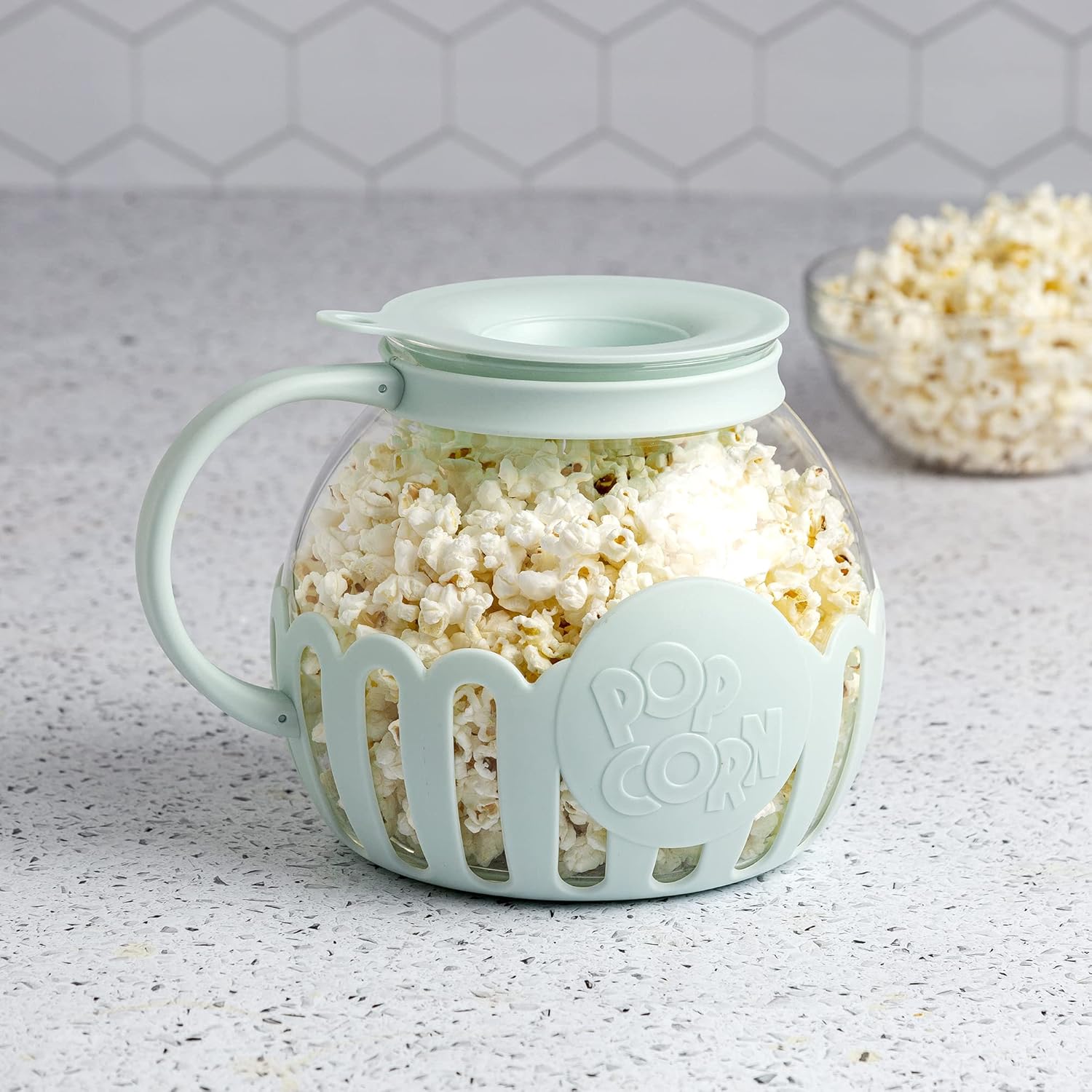 Ecolution Patented Micro-Pop Microwave Popcorn Popper with Temperature Safe Glass, 3-in-1 Lid Measures Kernels and Melts Butter, Made Without BPA, Dishwasher Safe, 3-Quart, Aqua-7