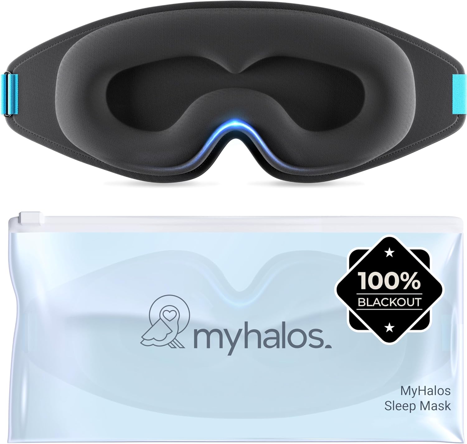 MyHalos Sleep Mask - Eye Masks for Sleep - 100% Blackout Sleeping Mask for Women, Men & Side Sleepers - 3D Sleeping Eye Mask for Zero Eye Pressure -Award Winning Design, Eyelash Friendly & Breathable-0