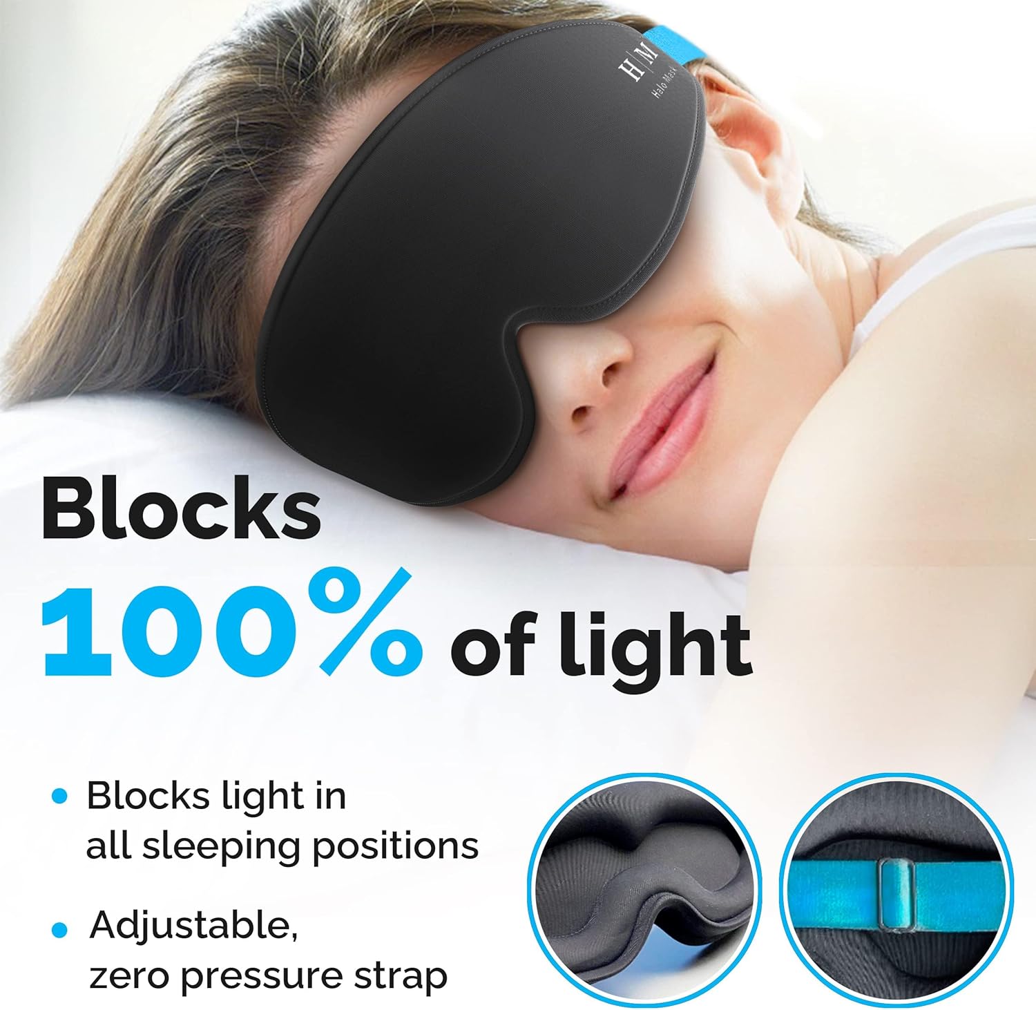 MyHalos Sleep Mask - Eye Masks for Sleep - 100% Blackout Sleeping Mask for Women, Men & Side Sleepers - 3D Sleeping Eye Mask for Zero Eye Pressure -Award Winning Design, Eyelash Friendly & Breathable-2