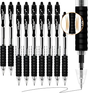 Vitoler 15 Pack Black Gel Pens,Retractable Medium Point pens,Smooth Writing Rollerball Pens with Comfortable Grip for School Work Office supplies