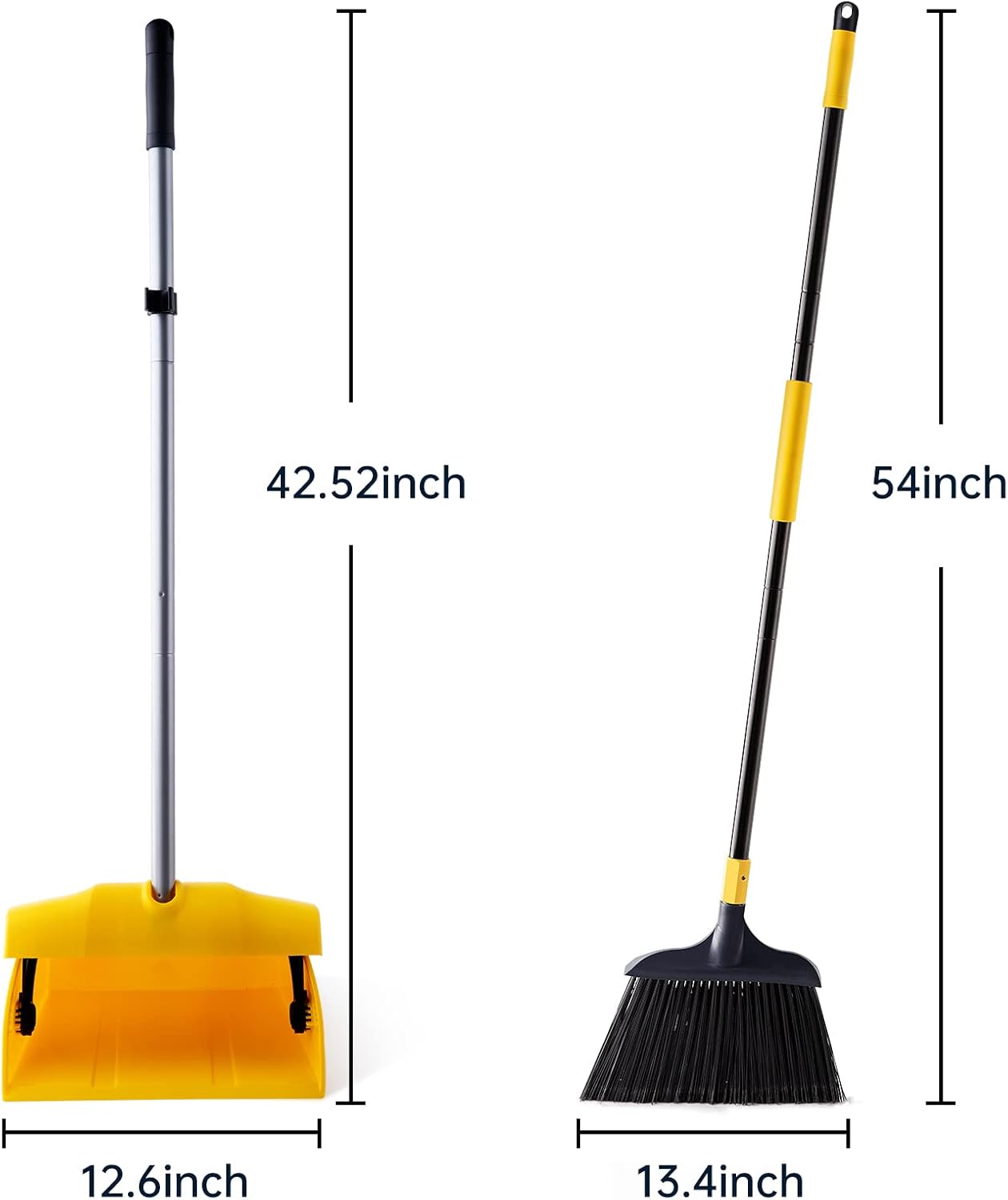 Yocada Heavy Duty Broom and Dustpan Set with Windproof Cover Commercial Outdoor Indoor 2 Plus 1 for Courtyard Garage Lobby Mall Market Floor Home Kitchen Room Office Pet Hair Rubbish-3