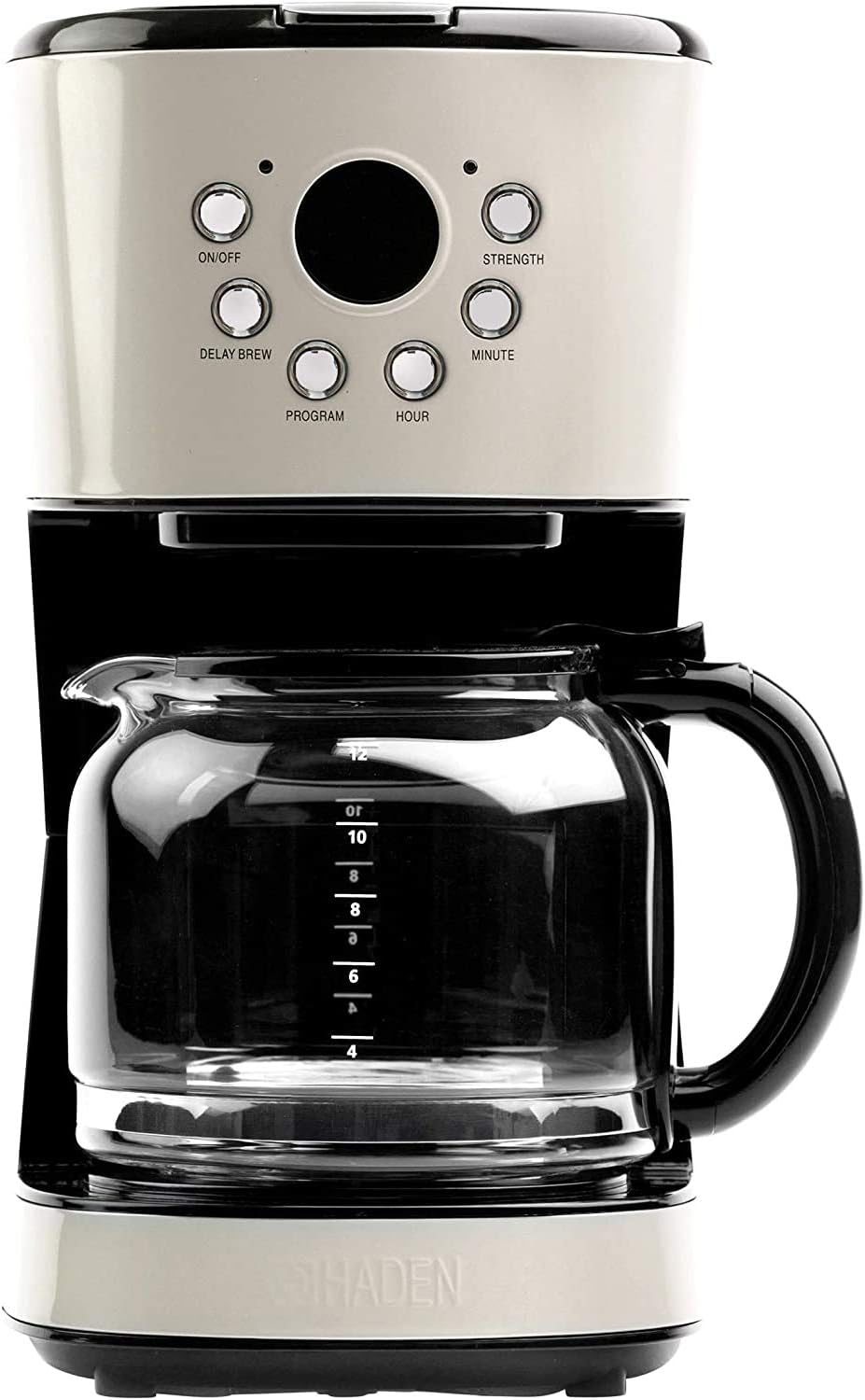 HADEN Retro Style 12 Cup Programmable Home Coffee Maker Machine with Carafe and Wide Slot Stainless Steel Retro 2 Slice Toaster, Putty Beige-1