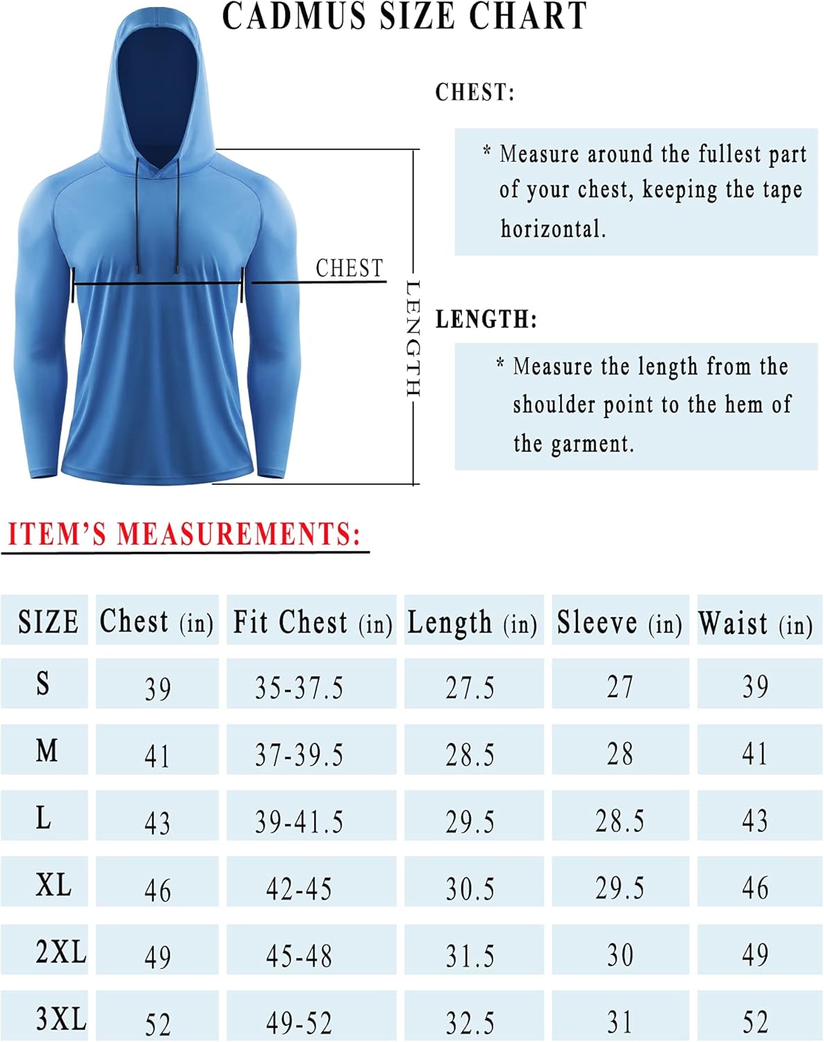 CADMUS Men's Workout Long Sleeve Fishing Shirts UPF 50+ Sun Protection Dry Fit Hoodies-2