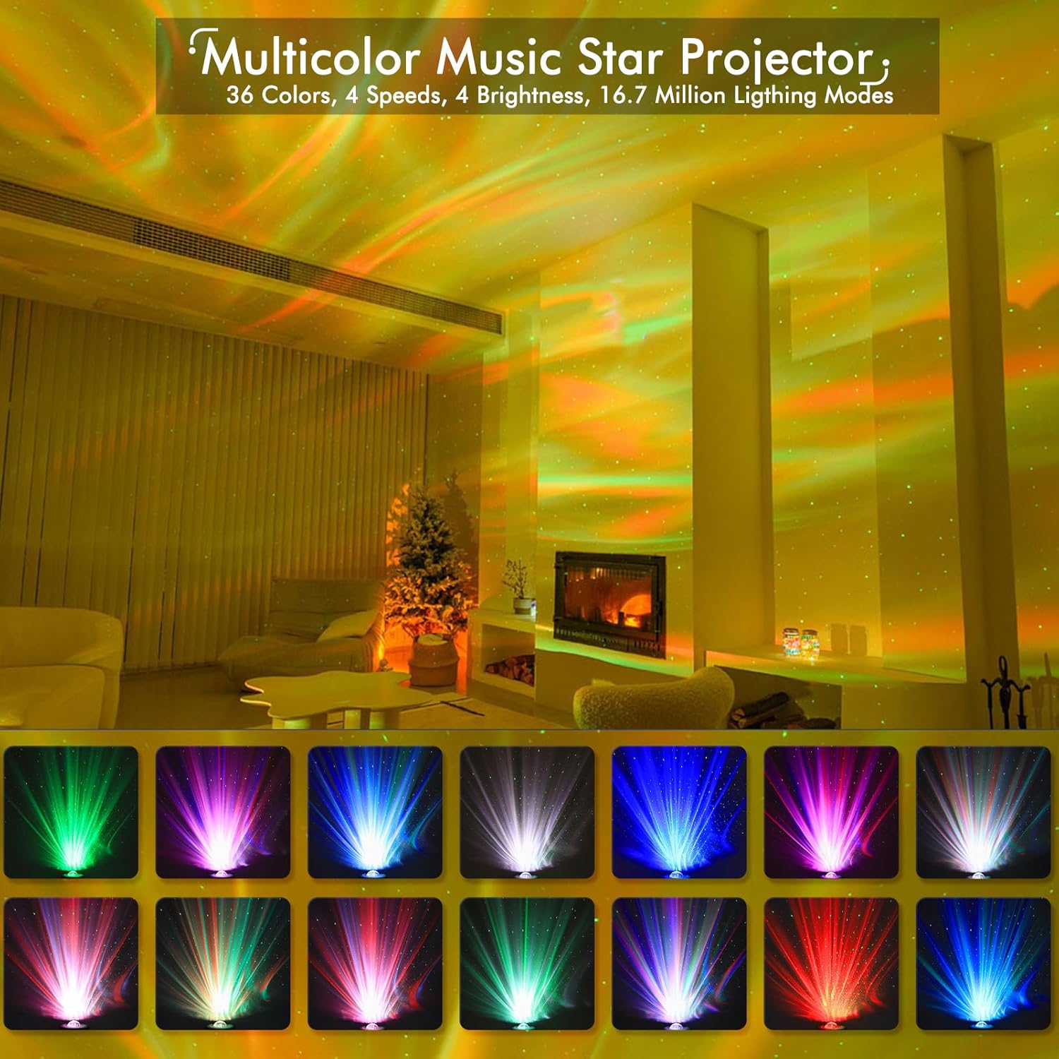 Galaxy Projector Star Lights Projector for Bedroom with 33 Lighting, Aurora Projector with Bluetooth 5.0 Speaker, Smart APP, 8 White Noises Night Light with IR Remote, Timer for Kids Adults-1