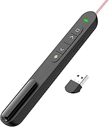 QUI Presentation Clicker, Hyperlink Volume Control Wireless Presenter,PPT PowerPoint Clicker, RF 2.4GHz USB Presentation Remote Control PowerPoint Presentation Clicker for Keynote/PPT/Mac/PC