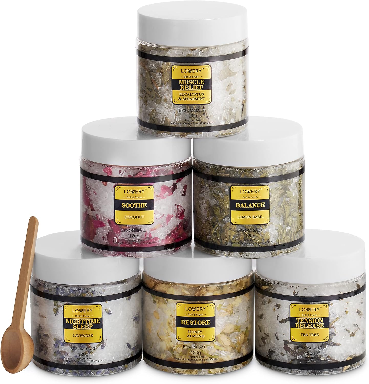 Epsom Bath Salts Gift Set, Relaxing Spa Salt with Essential Oils - Lavender, Eucalyptus Spearmint, Lemon Basil, Coconut, Tea Tree, Honey Almond, Self Care Elephant Gifts for Women Who Have Everything-7