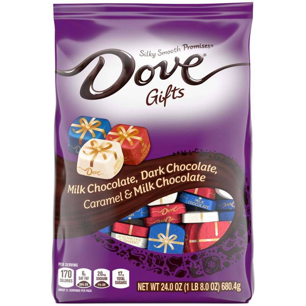 DOVE PROMISES Christmas Stocking Stuffer Milk, Dark & Caramel Chocolate Candy, 24 oz Bag-0