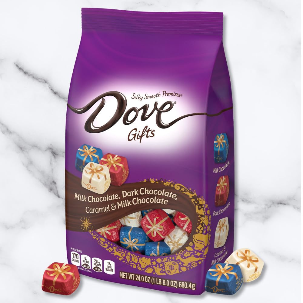 DOVE PROMISES Christmas Stocking Stuffer Milk, Dark & Caramel Chocolate Candy, 24 oz Bag-1