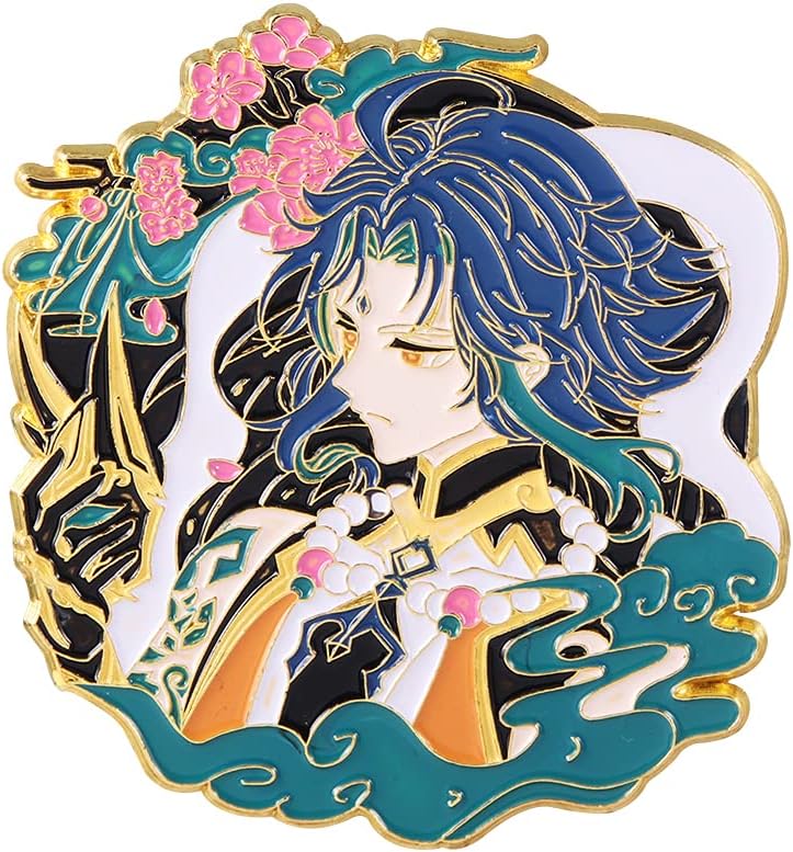 Genshin Impact Hutao Brooch Pin - Hutao Characters Cosplay Enamel Brooch Lapel Pin - Gift for Fans, Women and Girls-0