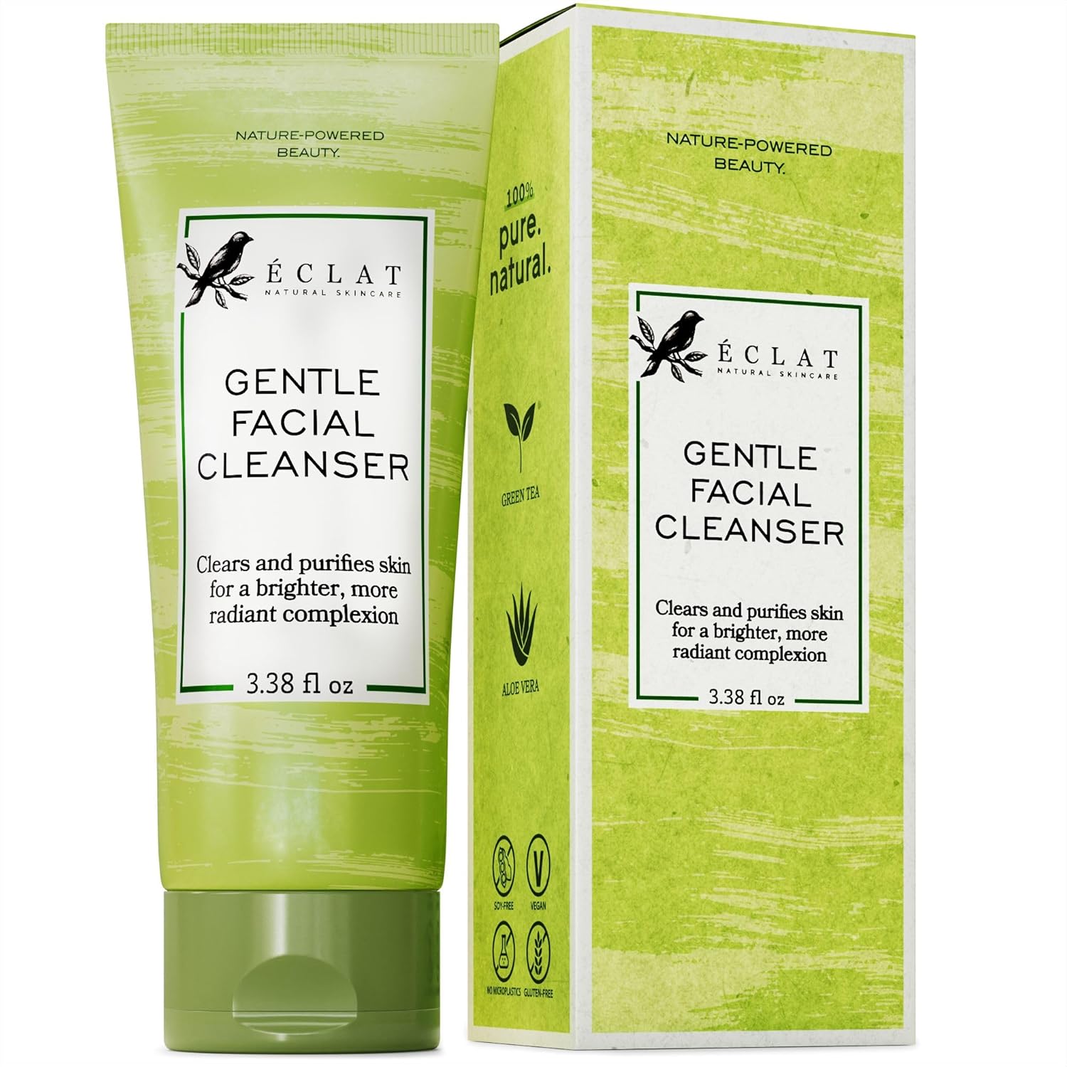 Gentle Facial Cleanser - Green Tea Face Wash + Aloe Vera, Vitamin C & E, All Natural Face Wash for Deep Cleansing - Hydrating & Nourishing Green Tea Cleanser, Moisturizing Face Wash for All Skin Type-0