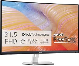 Dell S3222HN Curved Monitor - 31.5-inch FHD (1920x1080) 75Hz 4Ms 1800R Curved Display, HDMI Connectivity, AMD FreeSync Technology, Tilt Adjustability - Silver