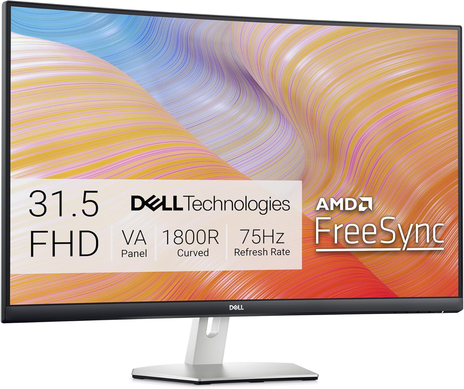 Dell S3222HN Curved Monitor - 31.5-inch FHD (1920x1080) 75Hz 4Ms 1800R Curved Display, HDMI Connectivity, AMD FreeSync Technology, Tilt Adjustability - Silver-0