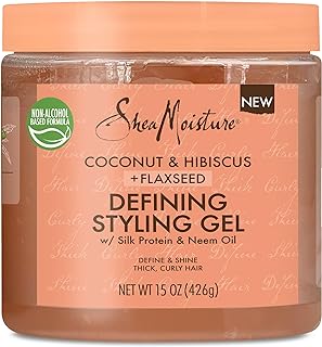 SheaMoisture Defining Styling Gel For Thick, Curly Hair Coconut and Hibiscus Paraben-Free Frizz Control Styling Gel 15 oz