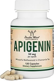 Apigenin Supplement - 50mg per Capsule, 120 Count (Powerful Bioflavonoid Found in Chamomile Tea for Relaxation, Sleep, and Mood) Senolytic Flavonols for Aging (Gluten Free) by Double Wood