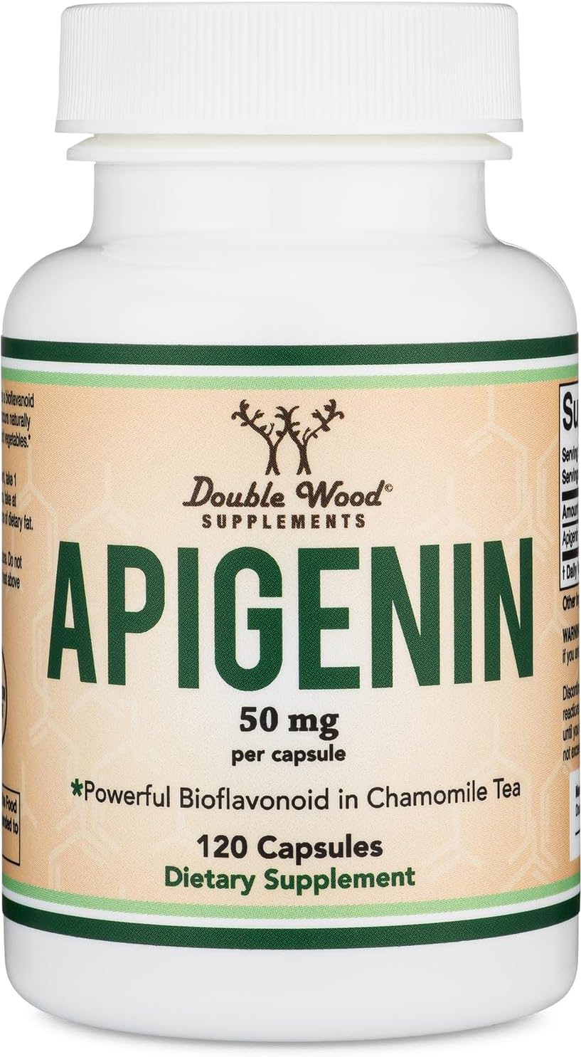 Apigenin Supplement - 50mg per Capsule, 120 Count (Powerful Bioflavonoid Found in Chamomile Tea for Relaxation, Sleep, and Mood) Senolytic Flavonols for Aging (Gluten Free) by Double Wood-4