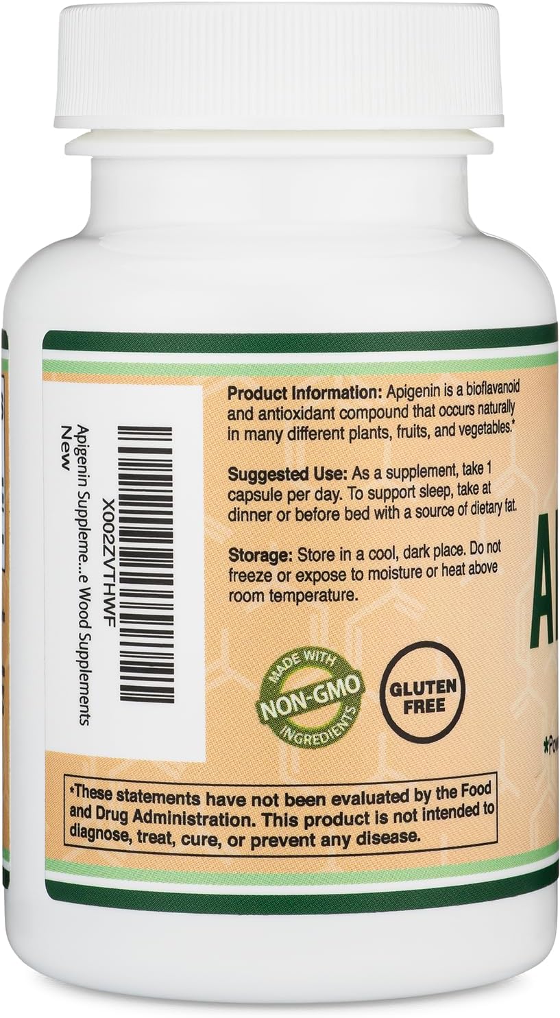 Apigenin Supplement - 50mg per Capsule, 120 Count (Powerful Bioflavonoid Found in Chamomile Tea for Relaxation, Sleep, and Mood) Senolytic Flavonols for Aging (Gluten Free) by Double Wood-5