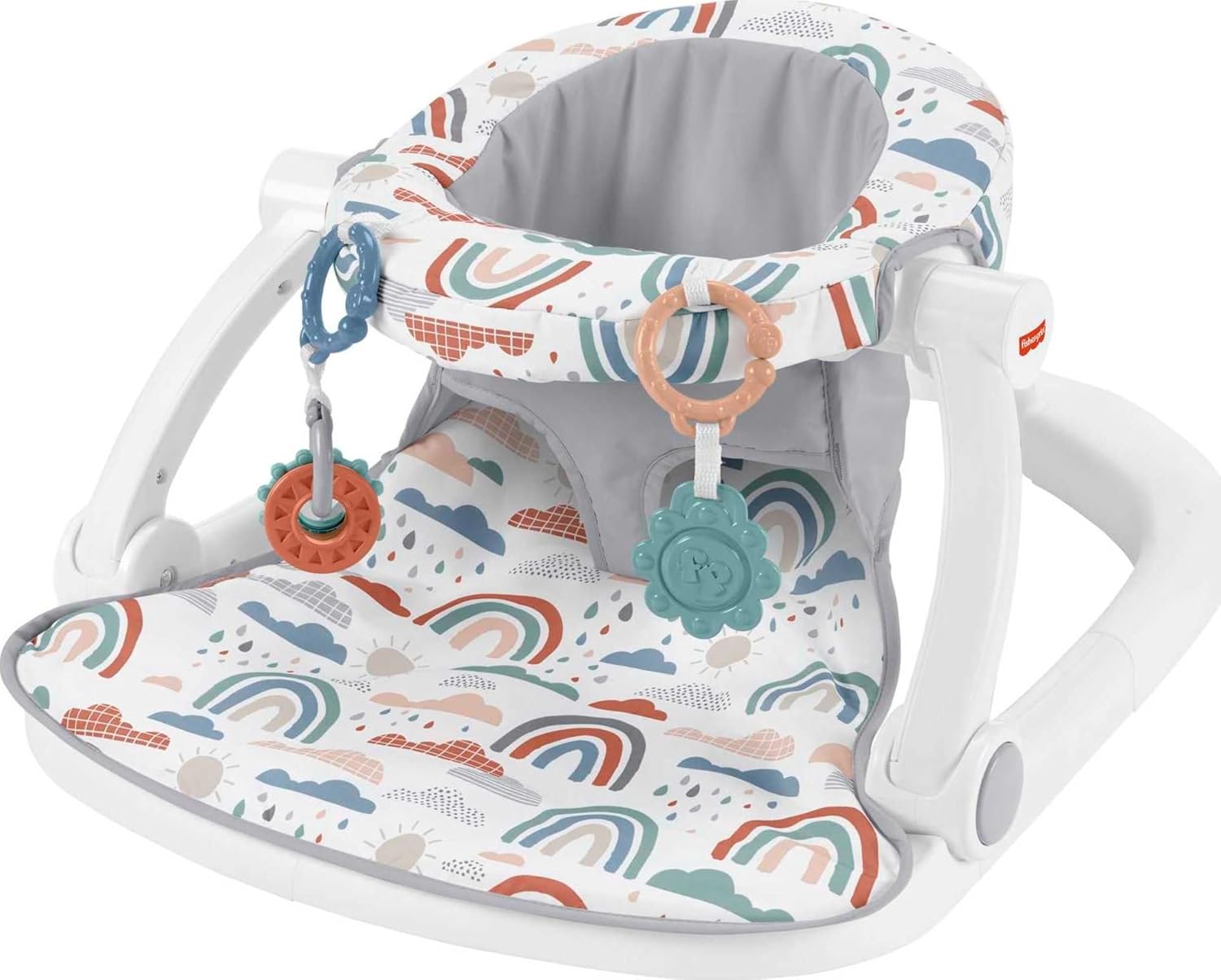 Fisher-Price Portable Baby Chair Sit-Me-Up Floor Seat with Developmental Toys & Machine Washable Seat Pad, Rainbow Sprinkles-0