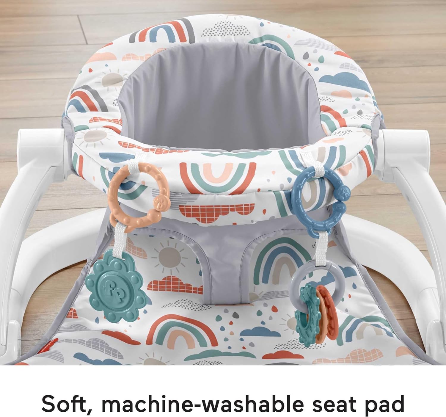 Fisher-Price Portable Baby Chair Sit-Me-Up Floor Seat with Developmental Toys & Machine Washable Seat Pad, Rainbow Sprinkles-4