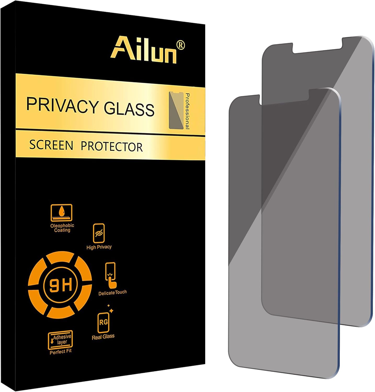 Ailun Privacy Screen Protector for iPhone 14 / iPhone 13 / iPhone 13 Pro [6.1 Inch] 2 Pack Anti Spy Private Tempered Glass Anti-Scratch Case Friendly [Not for iPhone 13 Pro Max] [2 Pack]-0