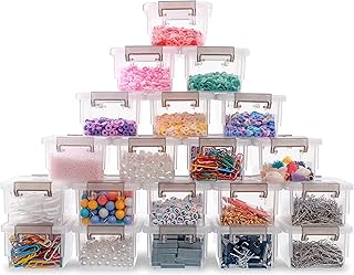 Citylife 20 Packs Plastic Bead Organizers Clear Storage Containers with Lids for Craft Storage Small Storage Box, 3.7 x 2.8 x 1.8 Inches