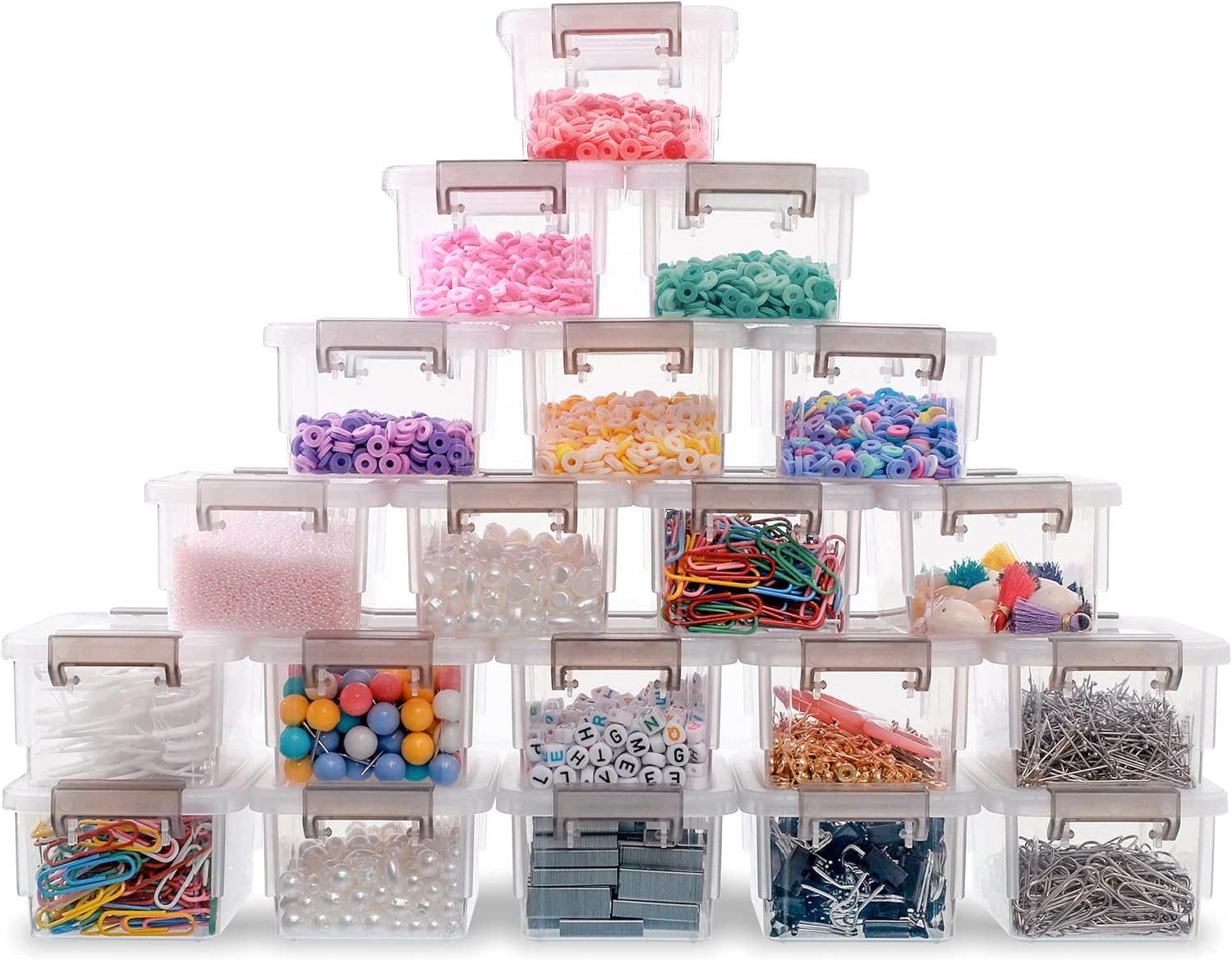 Citylife 20 Packs Plastic Bead Organizers Clear Storage Containers with Lids for Craft Storage Small Storage Box, 3.7 x 2.8 x 1.8 Inches-0